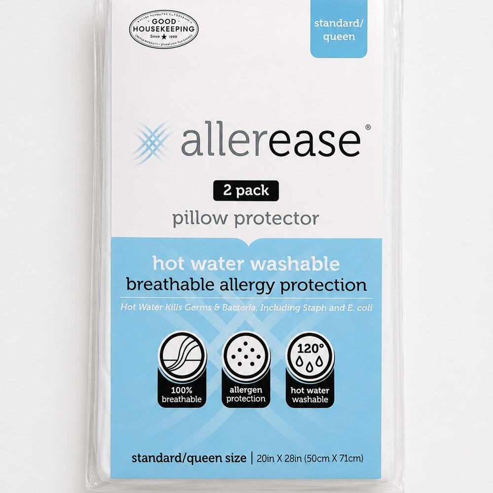 AllerEase 2 Pack Standard Queen Pillow Protectors